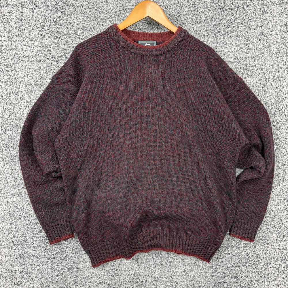 Vintage Woolrich Sweater Mens XL Red Wool Knit Handframed Hong Kong 90s
